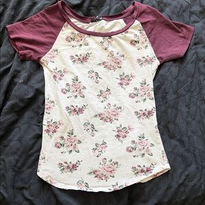 Splash Burgundy and Cream Raglan Tee